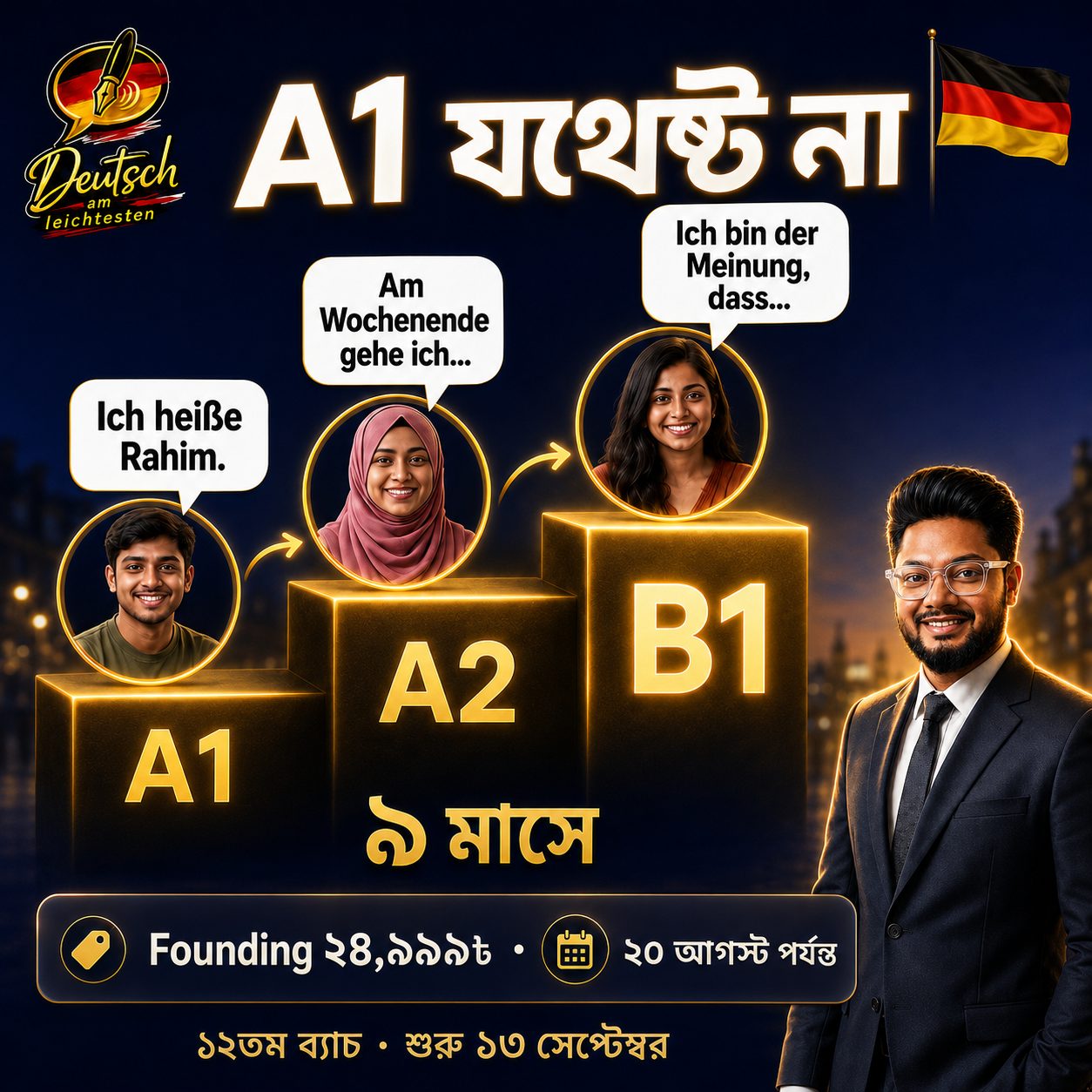 ১২তম A1 ব্যাচ — শূন্য থেকে B1, শুরু ১৩ সেপ্টেম্বর